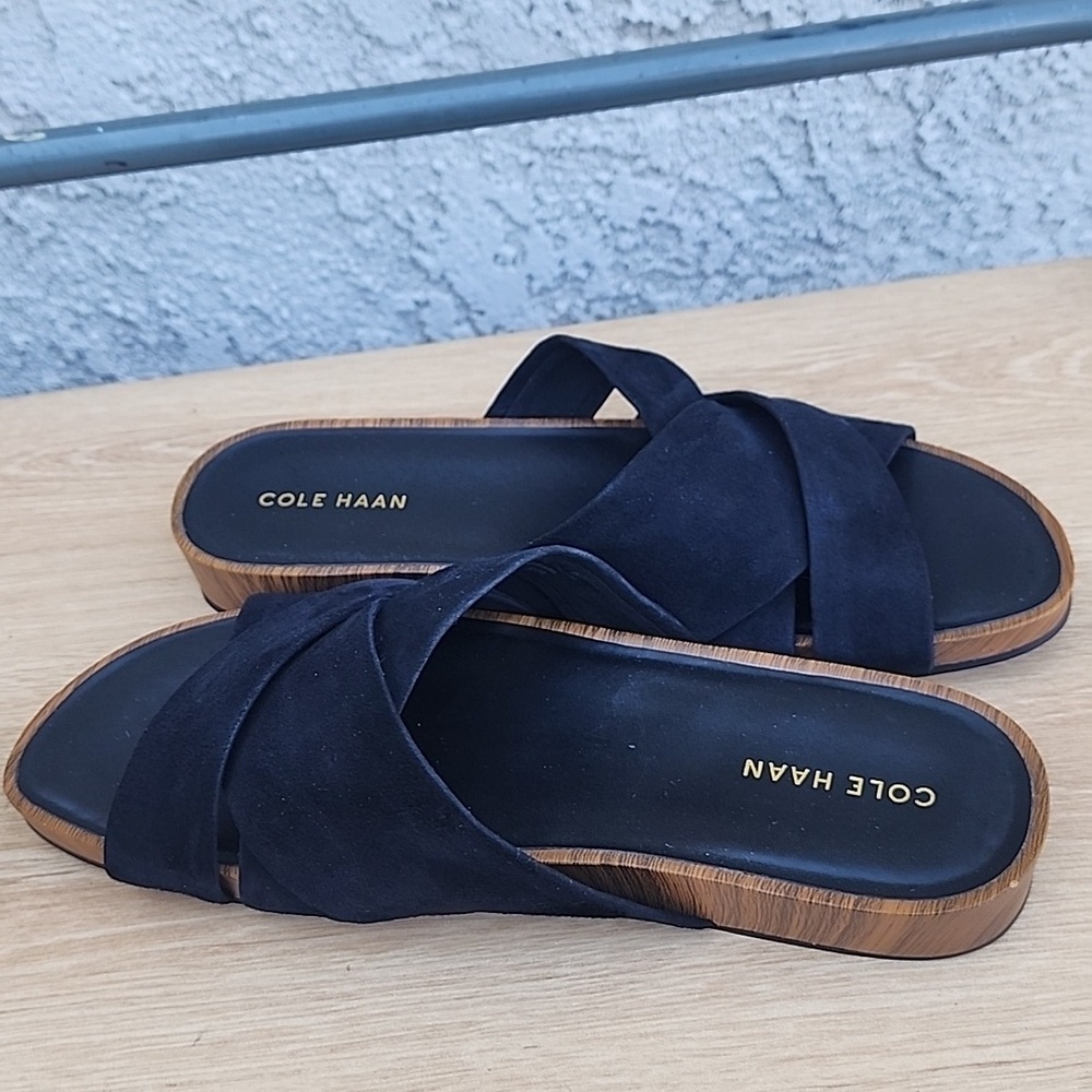 Cole Haan Women's Dark Blue Suede Mules Size 7B - Picture 12 of 12